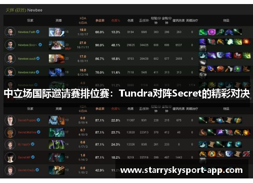 中立场国际邀请赛排位赛：Tundra对阵Secret的精彩对决